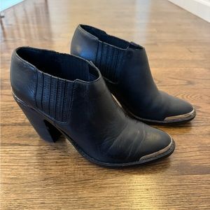 Dolce Vita leather western ankle booties with metal toe